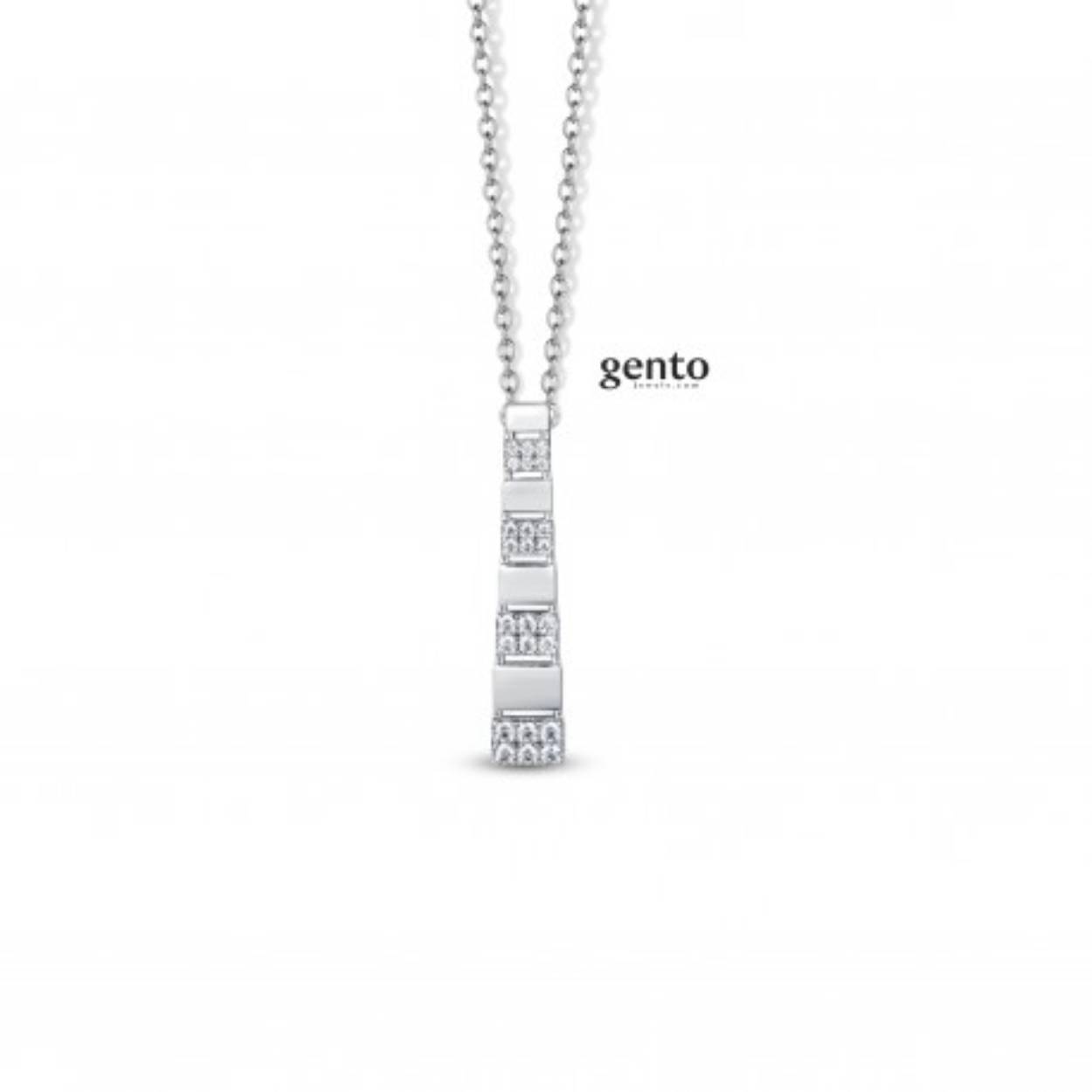 Zilveren ketting met zirconium gento