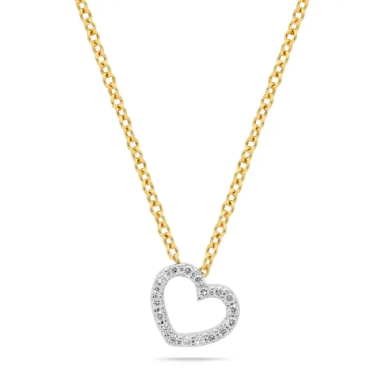 Anker collier van 14 karaat geel goud met een 14 karaat wit gouden hanger welke kwaliteit H/ SI
