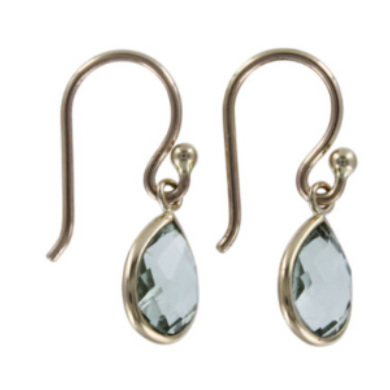 GEEL GOUDEN OORHANGERS MET GROENE AMETHYST DRUPPEL FACT GESLEPEN 6X8mm BEZEL ZETTING AAN LOSSE HAAK 