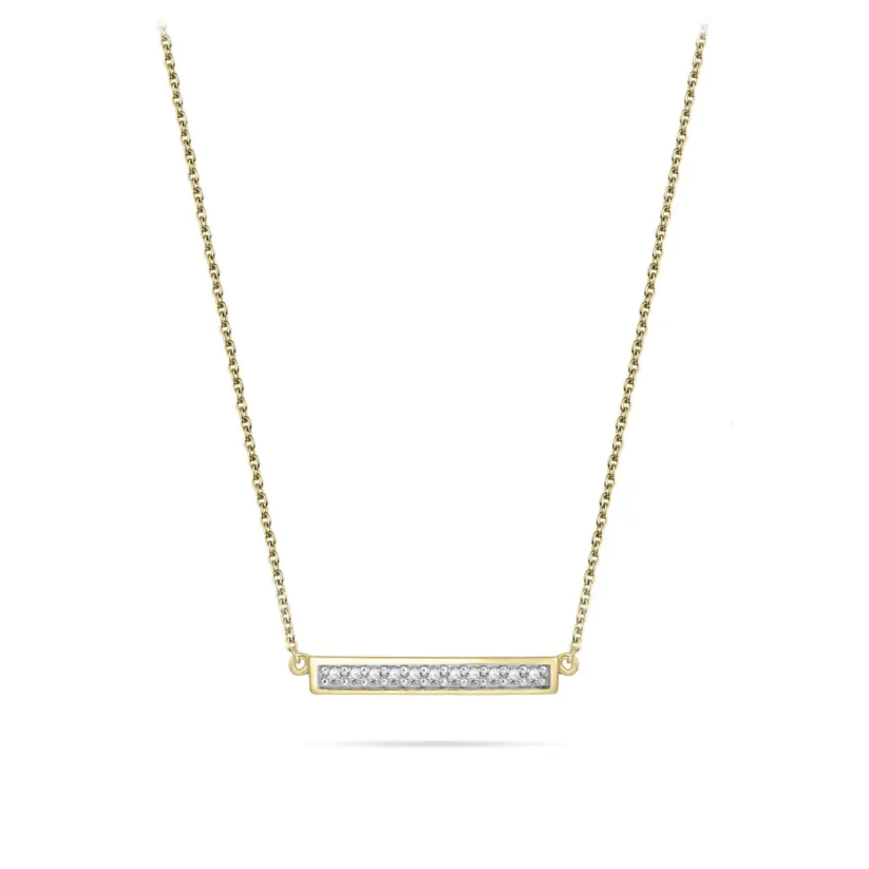 Gisser collier goldplated. De collier heeft een staaf met daarin 11 zirkonia's verwerkt. De ketting is verstelbaar van 42 cm tot en met 47 cm. 