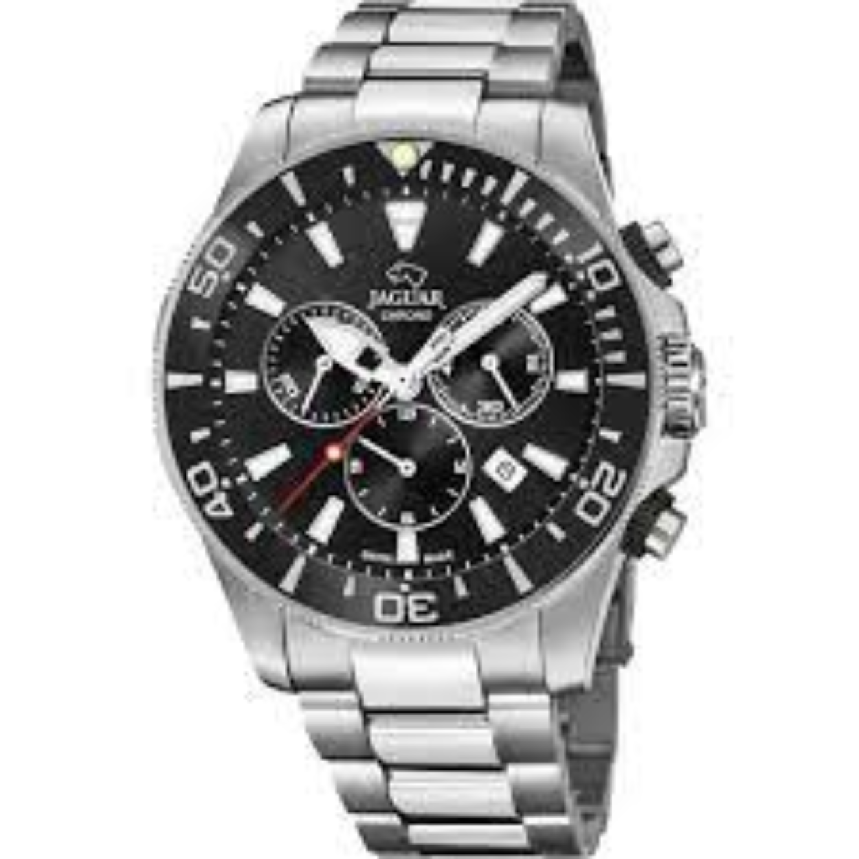 Jaguar heren horloge J861/3 met een staal kast en een saffier glas met een staal band/armband.

De kwaliteit en Zwitserse preciesie van het Jaguar merk staat synoniem met voorstreffelijkheid en biedt het beste voor de conoisseurs van haute horlogerie.