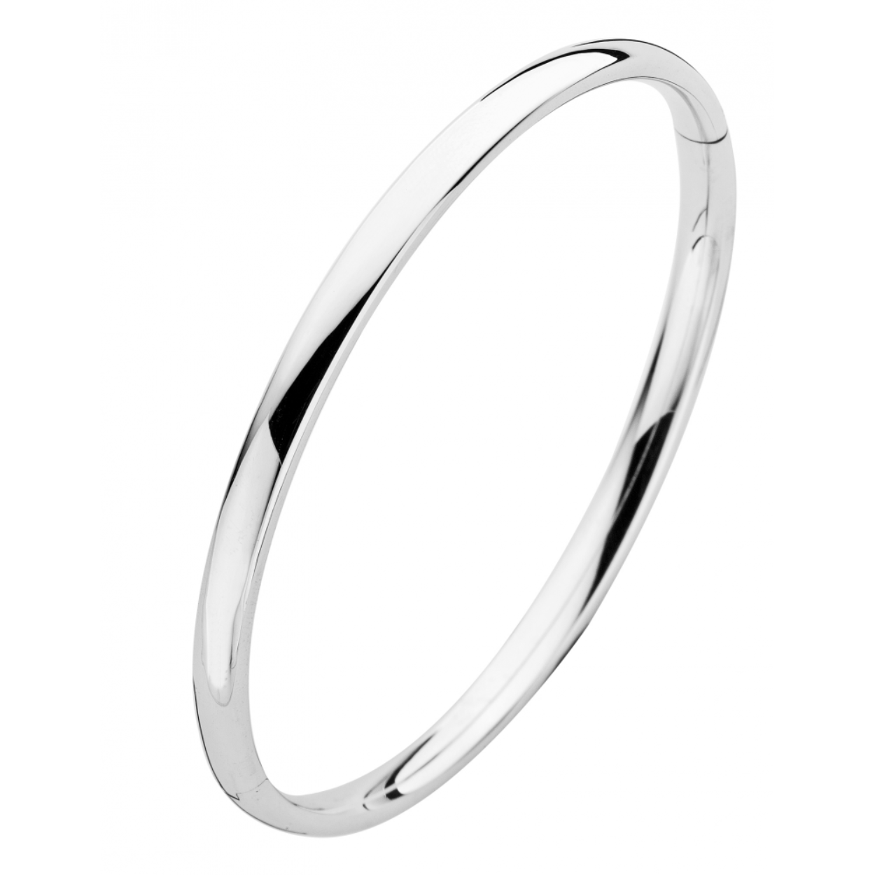 Prachtige 14krt witgouden ovale armband, 4mm. De armband heeft een doorsnede van 61mm.

De sieraden van Fjory zijn gemaakt van 14 karaats goud, met een hart van eerste gehalte zilver. Deze zilveren kern zorgt ervoor dat Fjory niet of nauwelijks kan indeuken.
