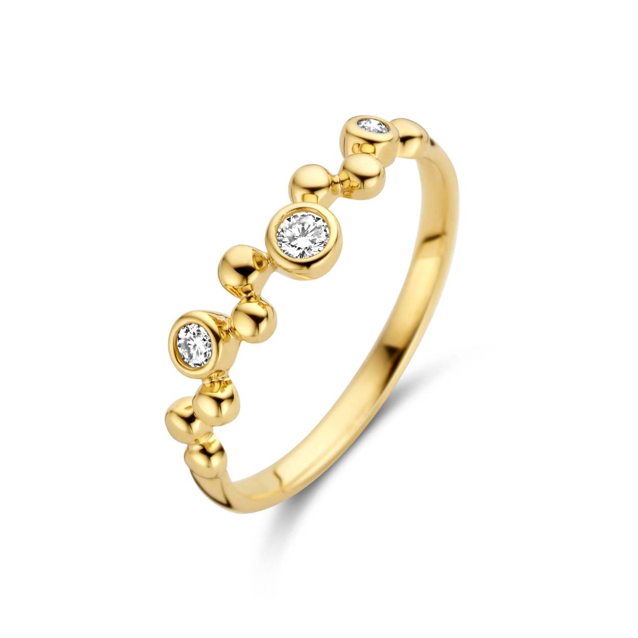 Gouden fantasie ring 0.10 crt mt 17