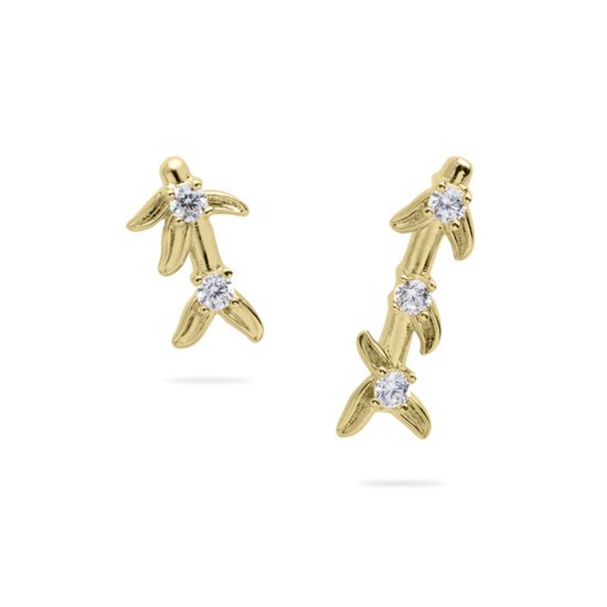Gisser Jewels - Oorstekers VGE042 - 14k geelgoud - met bloemen en zirconia stenen -