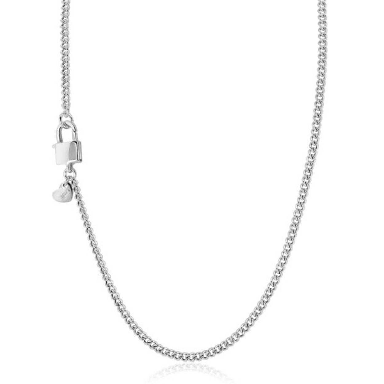 ZINZI zilveren gourmet ketting 3,8mm breed met trendy glimmend slotje als sluiting. Met herkenbaar Zinzi hartje bij de sluiting. De lengte van de ketting is 43cm. De ketting is vervaardigd van eerste gehalte zilver (925) en extra gerodineerd.
