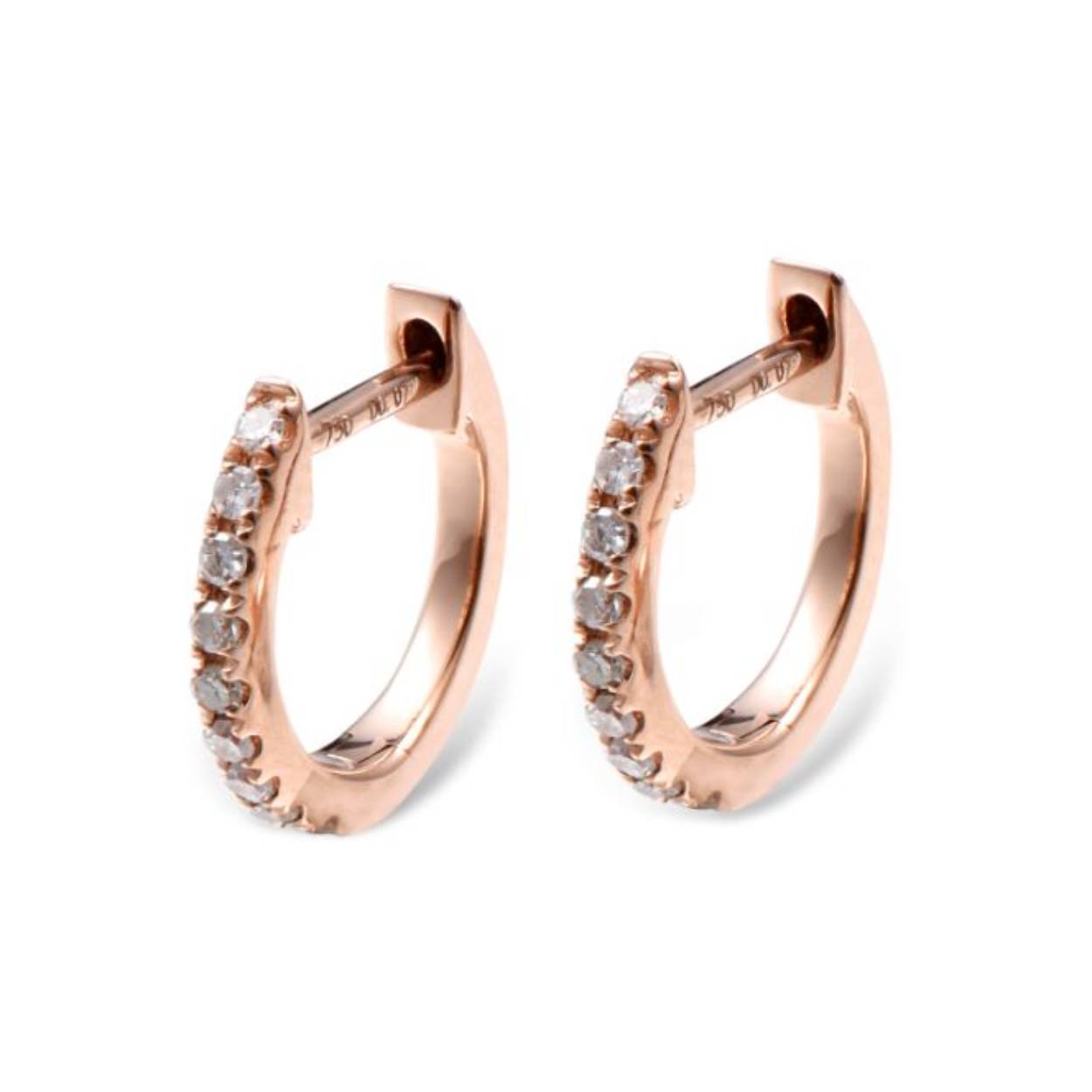 14k roodgouden klapcreool met diamant 10mm