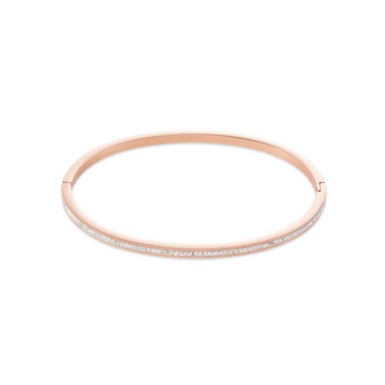 Armband van het merk Coeur de Lion. Deze bangle is uitgevoerd in edelstaal met een rosegouden vergulding en gezet met fonkelende Swarovski kristallen.