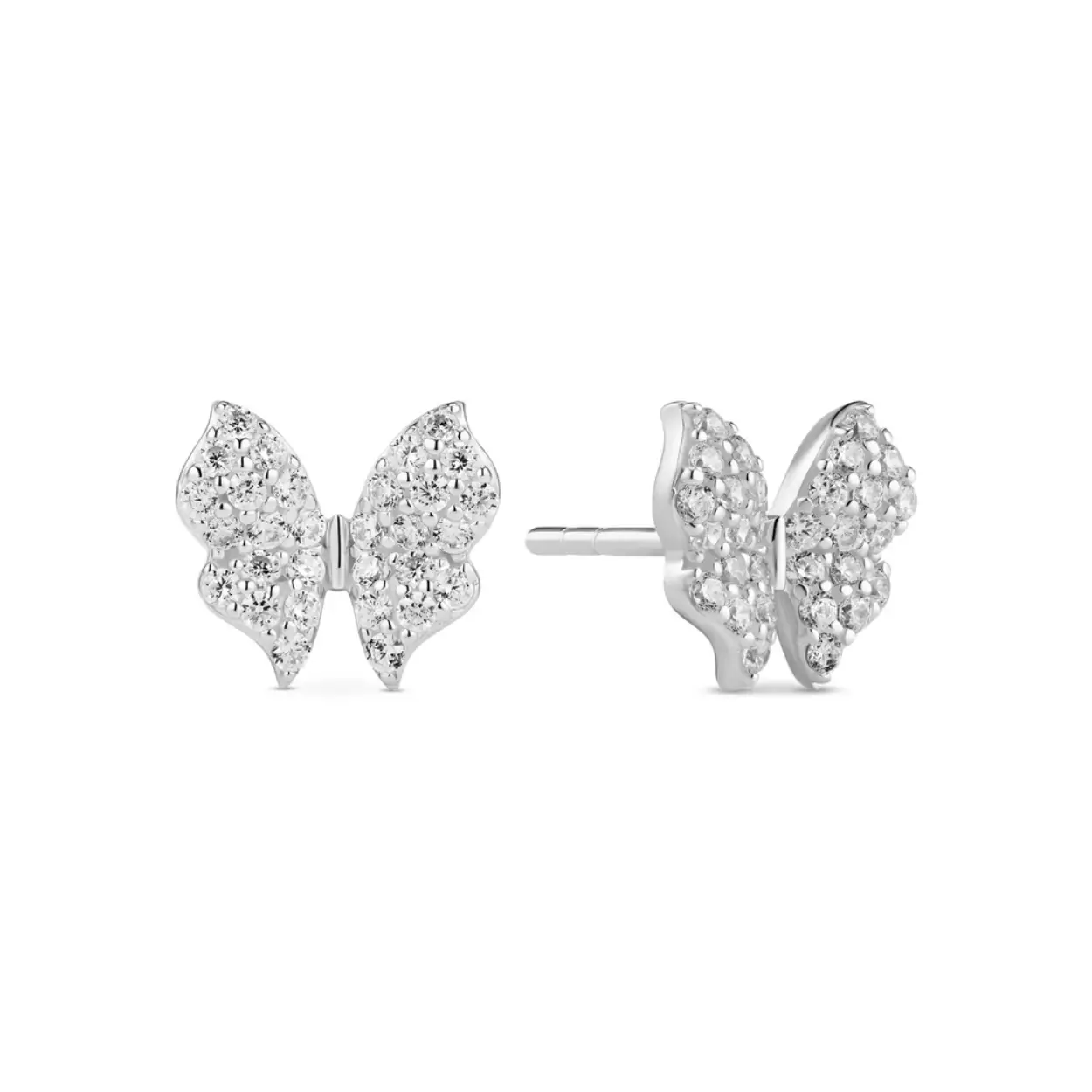 EARRINGS FARFALLA RHODIUM PLATED, WITH WHITE ZIRCONIA.