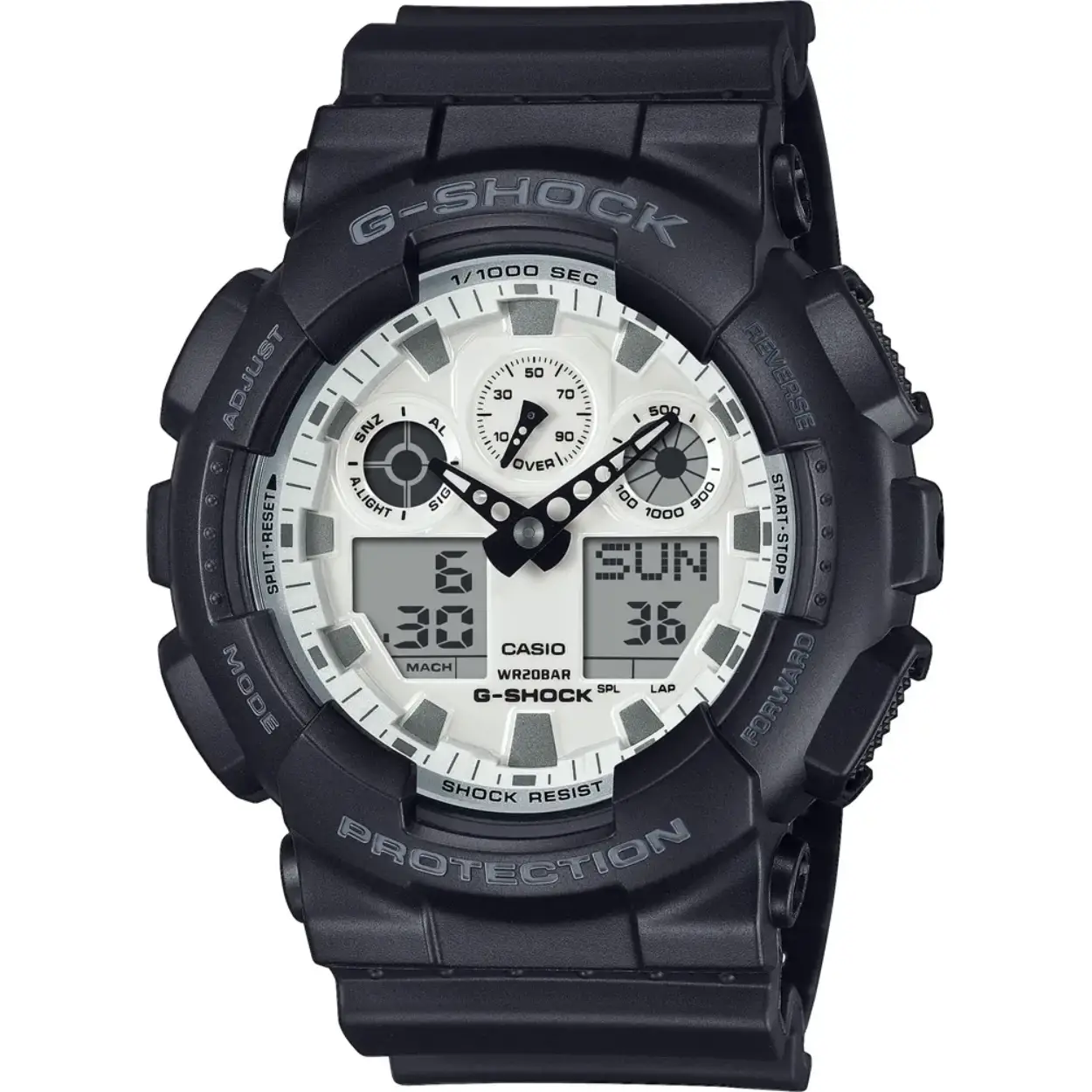Dit G-Shock horloge heeft een kast gemaakt van Kunsthars met een diameter van 51.2 mm en is voorzien van een Kunsthars band. In de kast bevindt zich een Casio kwaliteitsuurwerk en is afgewerkt met Mineraalglas