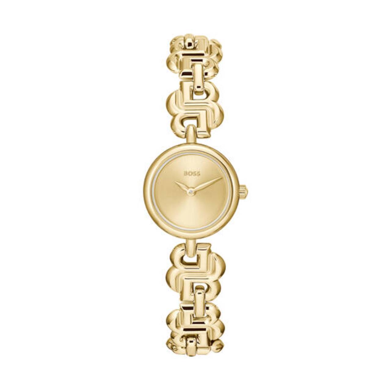 Hugo Boss dameshorloge model 'Double B Dressy'  goldplated