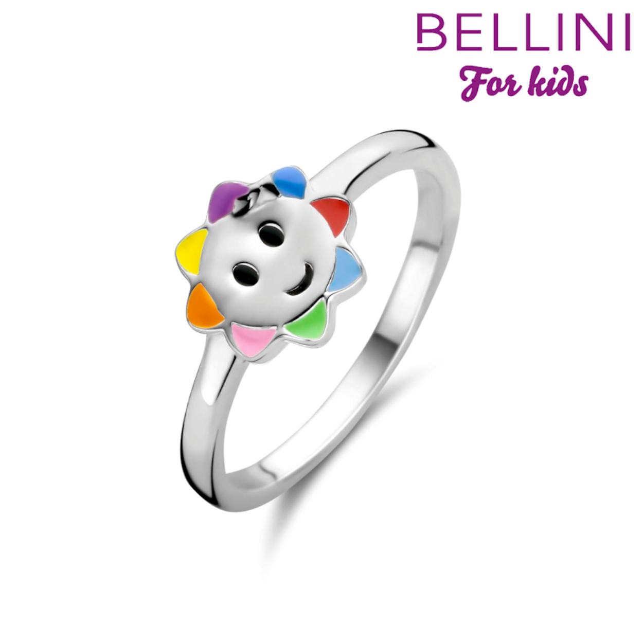 Bellini Zilveren Ring met Meerkleurige Bloem