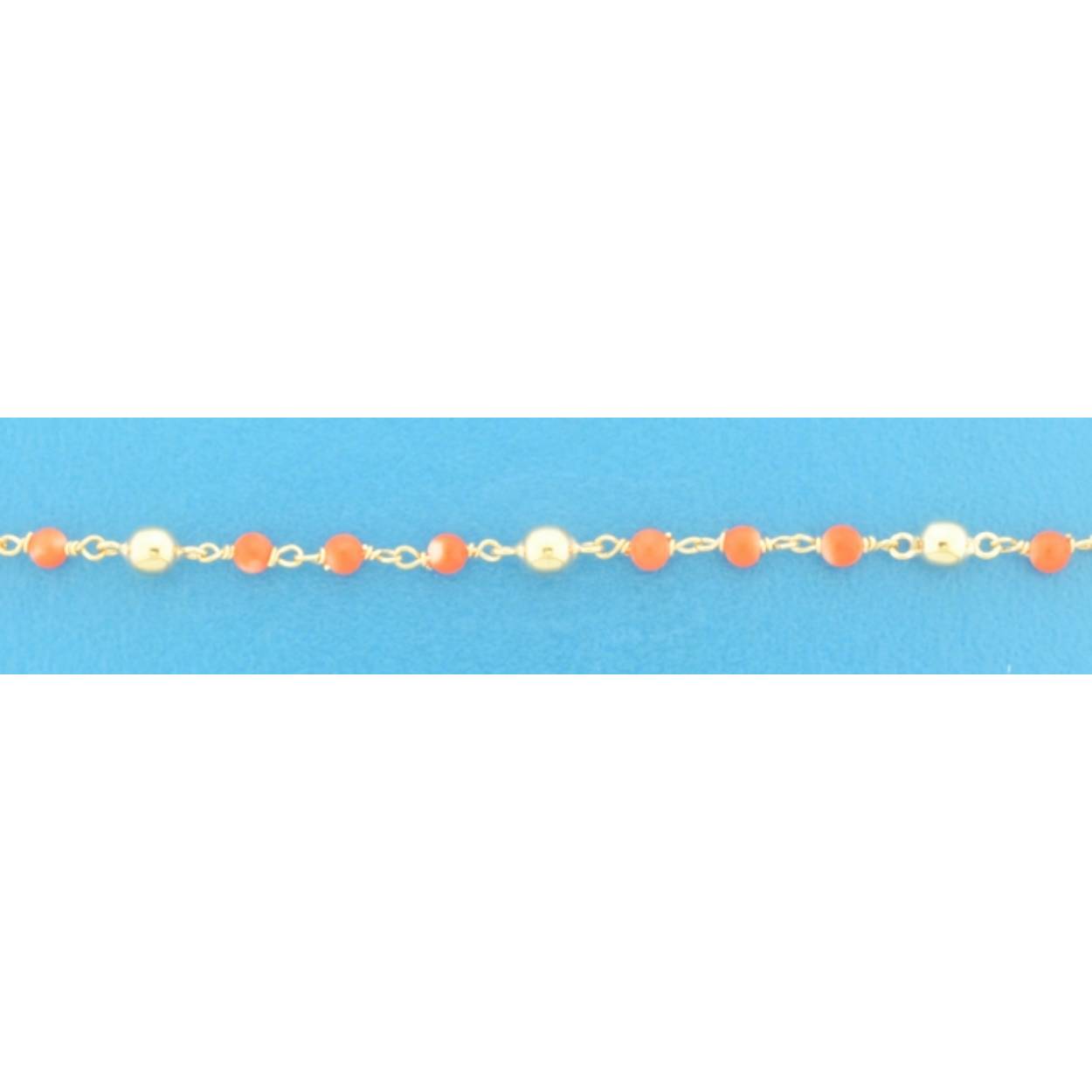 9 krt armband kind 12-15cm bloedkoraal bol