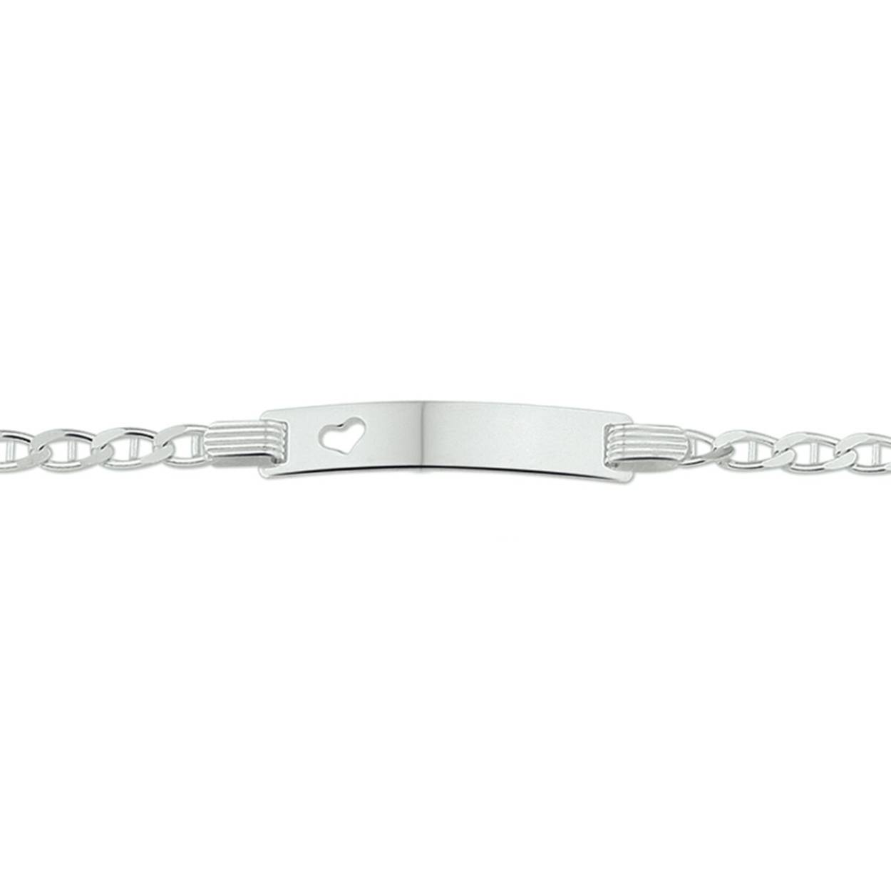Zilveren armband, in anker schakel, met een plaatje waarin gegraveerd kan worden.