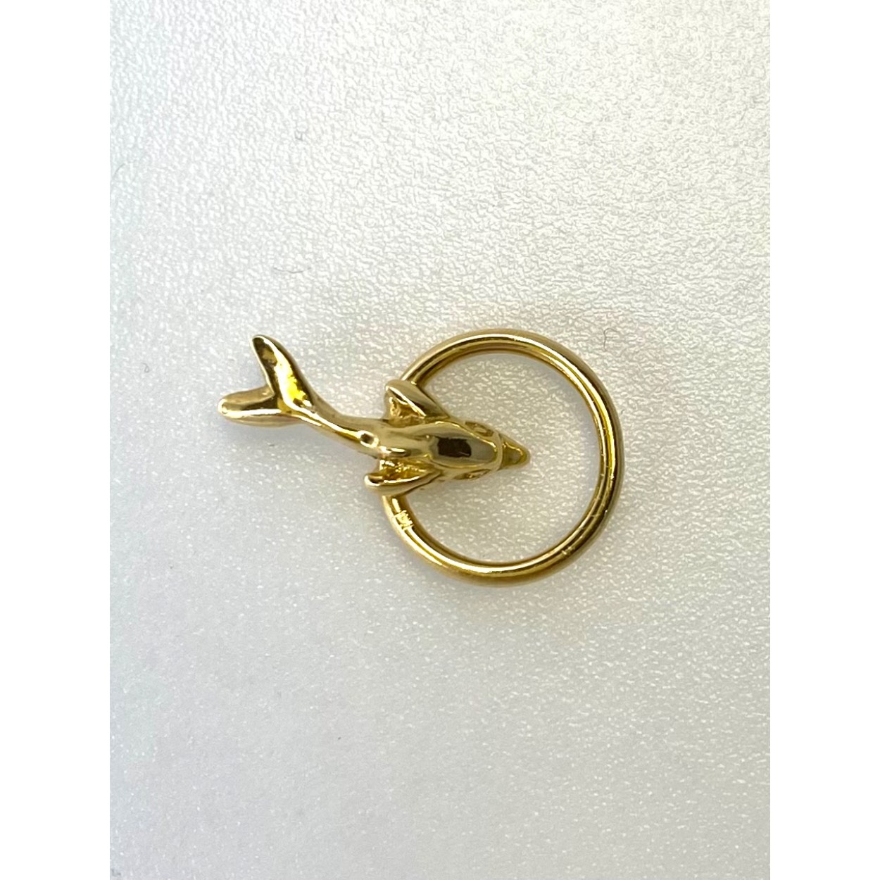 18 krt gouden piercing ring met dolfijn, 13 mm.