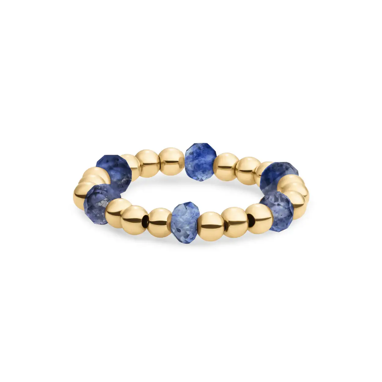 Sparkling Jewels Ring Facet Roundel Sodalite Gold SRI-G-RDL-G20