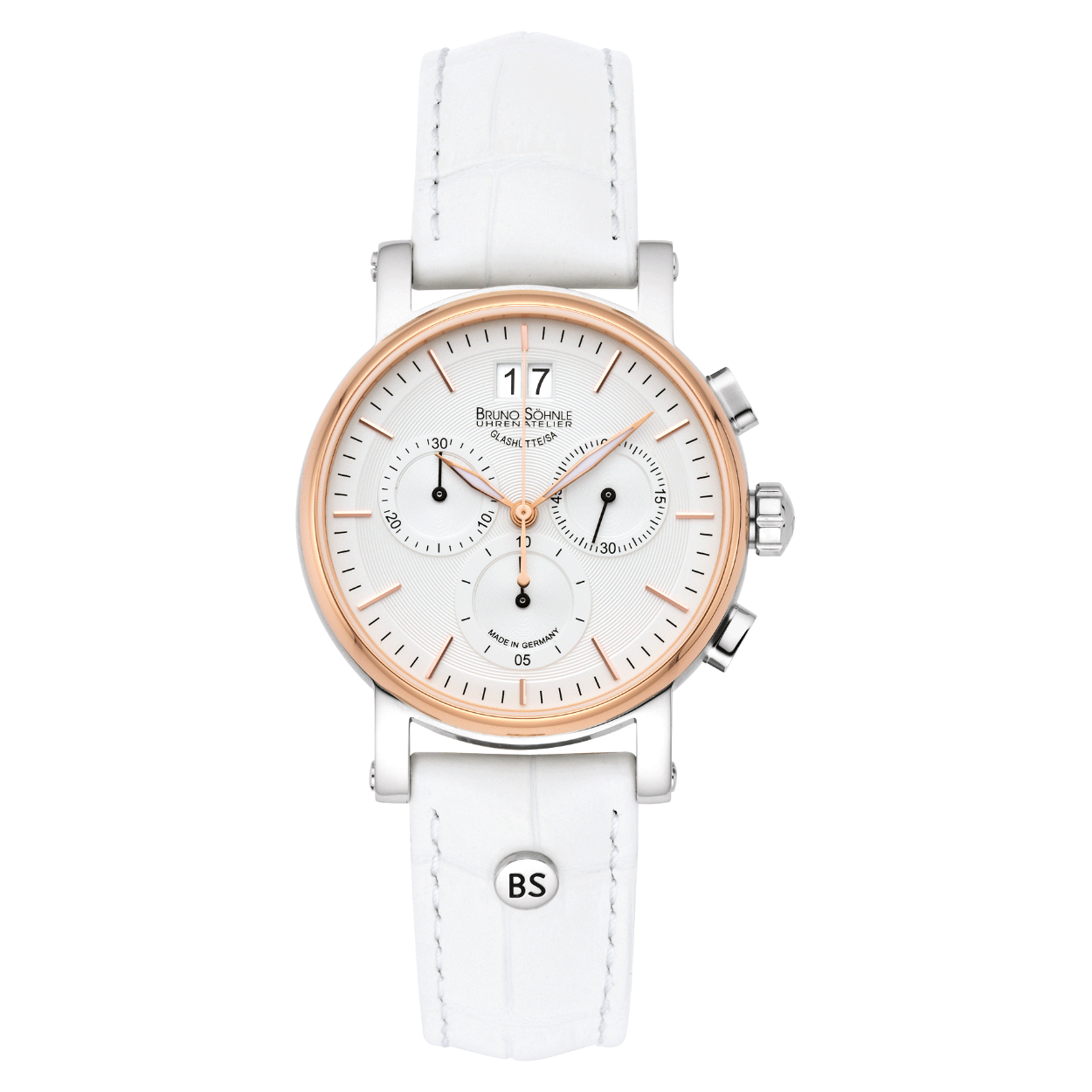 Bruno Söhnle dph Pesaro chrono small ,kalfslederen band wit