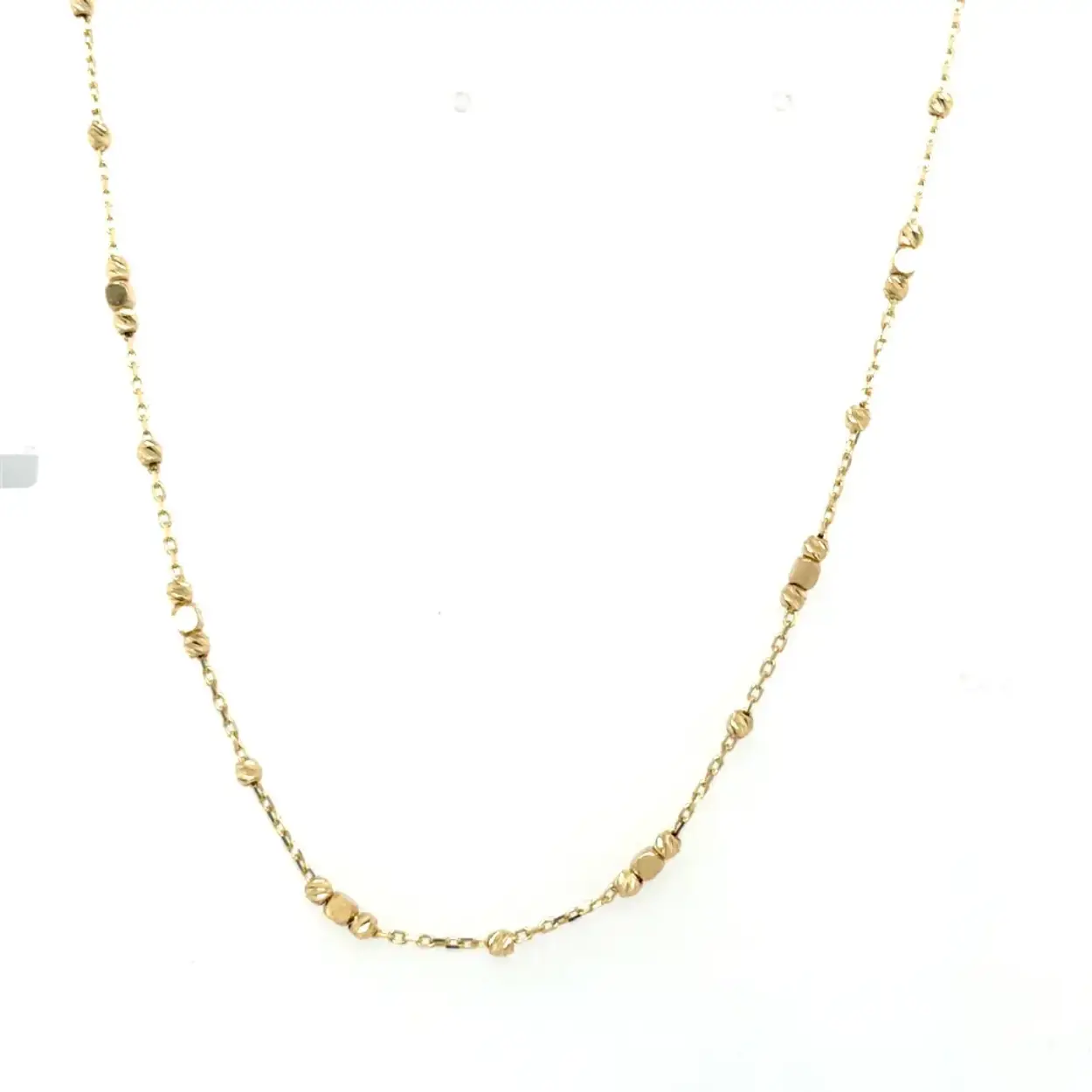 geelgouden collier met balletjes en tussenoog