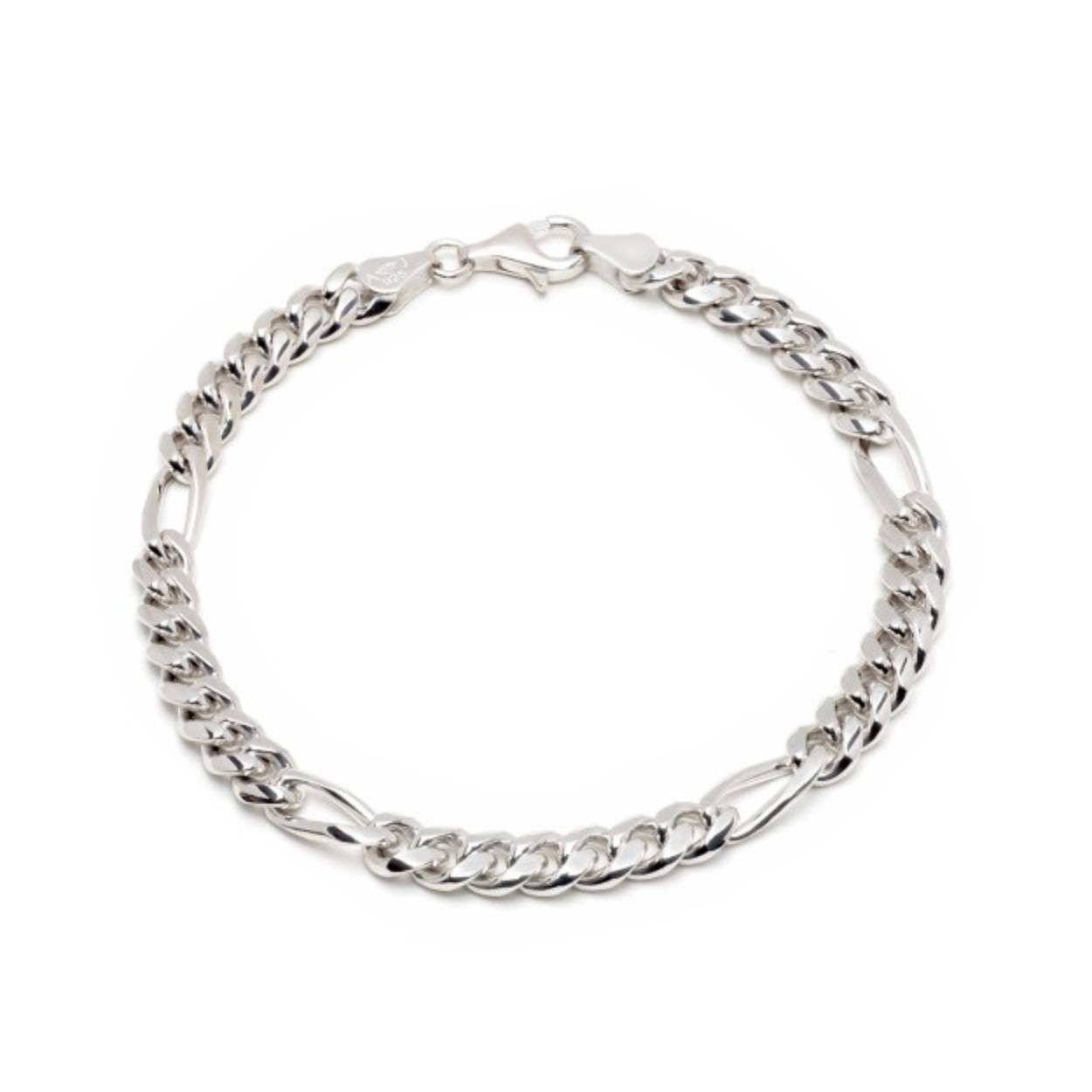 Figaro armband zilver 6 mm en 20 cm - 22 cm - gerhodineerd
