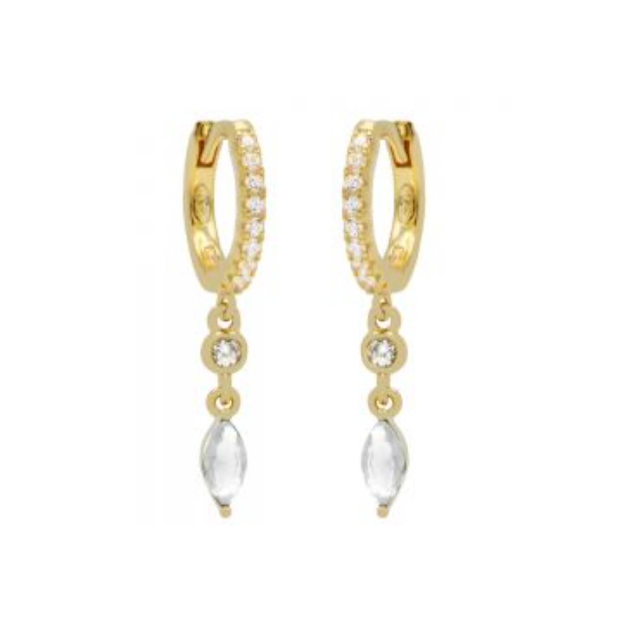 Karma Hinged Hoops Zirconia Hanging Drop Goldplated