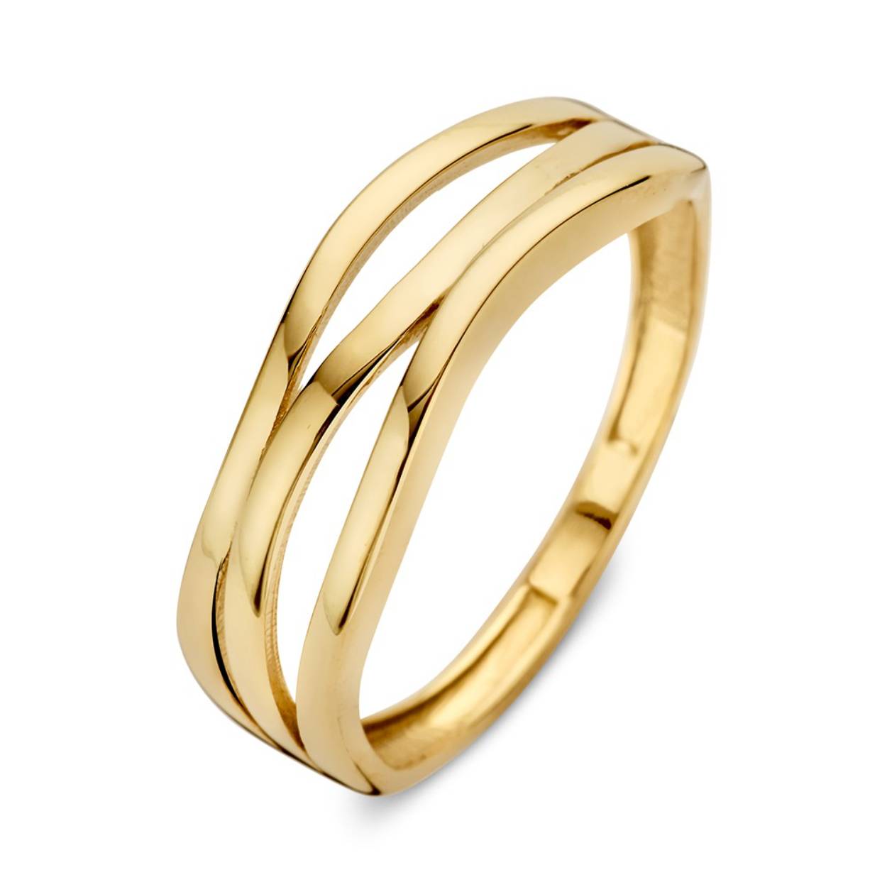 14krt Geelgoud crossover ring RM107761-56
Merk: Excellent Jewelry