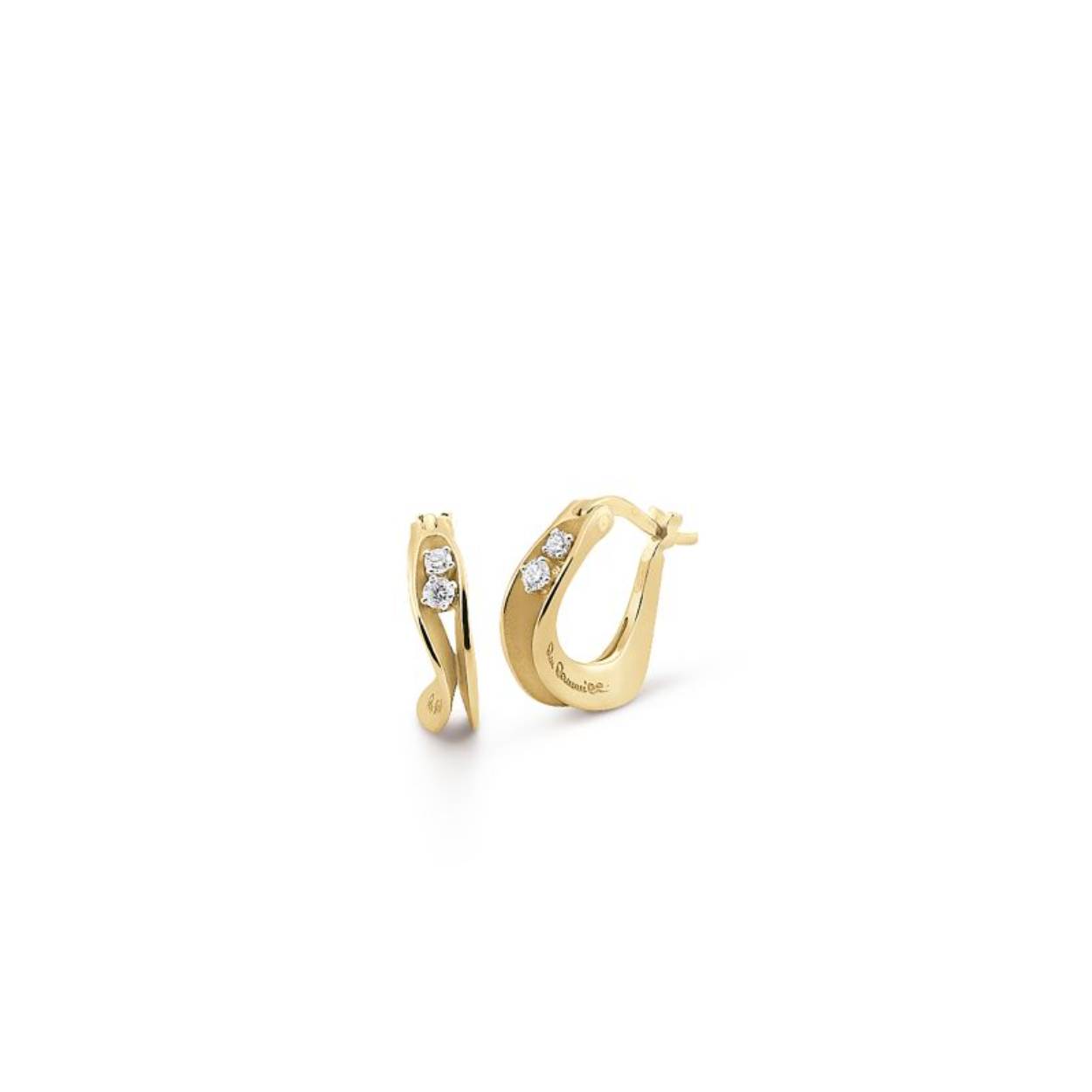 Dune Series oorringen, 18Kt Yellow Sunrise Gold met diamanten 0.16ct