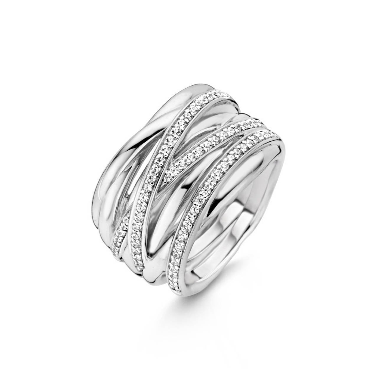 Ti Sento ring, overkruis, 3 x zirkonia