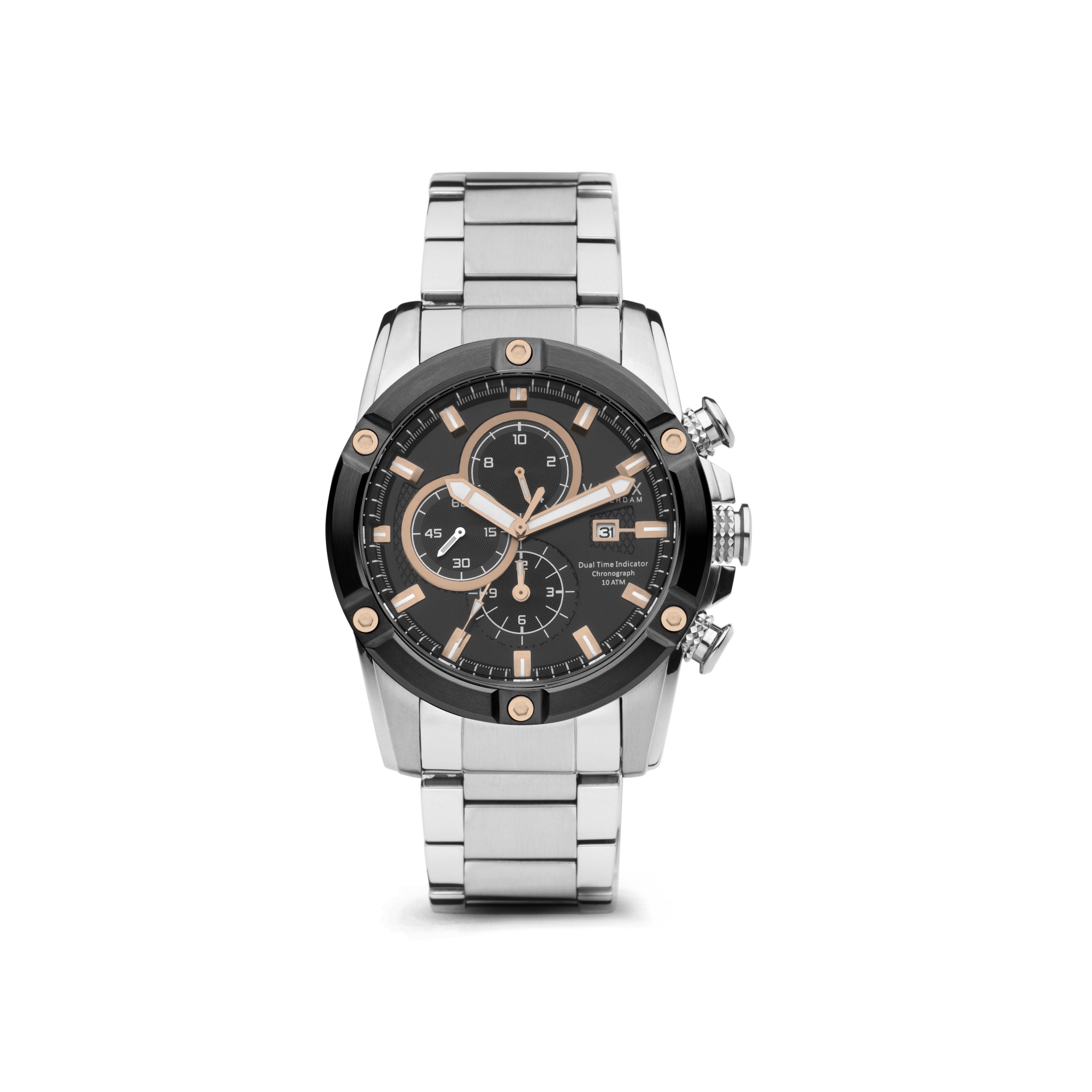 De Young Rebel Big Boy, het horloge dat jou rebelse kant ondersteunt. Zijn schitterende, stoere kast van 46 mm haalt het speelse in je naar boven. De roestvrijstalen kast is massief en past perfect om de pols van een Young Rebel!

Zijn stijlvolle zwarte wijzerplaat bevat verschillende chronograaf functies, waaronder een stopwatch en een datum aanduiding. De massieve multifunctionele kast past perfect om de pols door zijn losse schakelband die eenvoudig op maat te maken is.

De Young Rebel is gemaakt om samen met zijn eigenaar rebelse paden te bewandelen. Zo is het horloge 10 ATM waardoor je er eenvoudig mee het water in kan. Besluit jij in een rebelse nacht het water in te springen, ook dan zal je Young Rebel je door zijn lichtgevende wijzers ten alle tijden op de hoogte houden van de tijd.

Zo zorgt VNDX ervoor dat Young Rebels nooit te laat zijn nieuwe herinneringen te creëren.