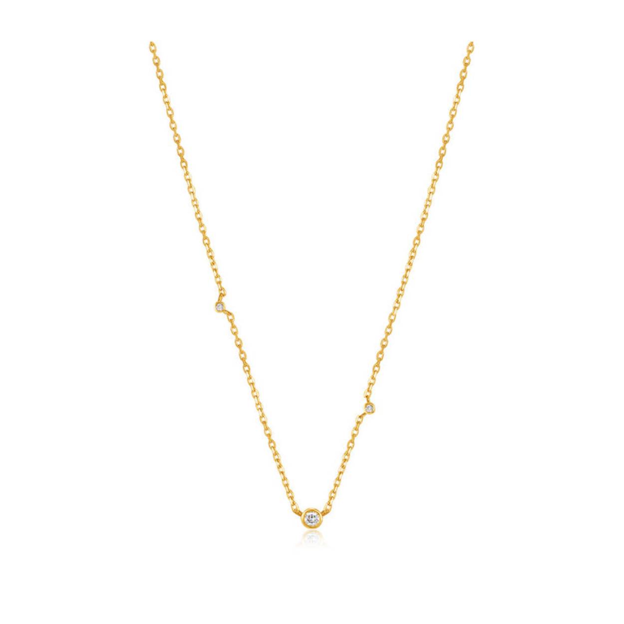 Geelgouden collier met diamant.