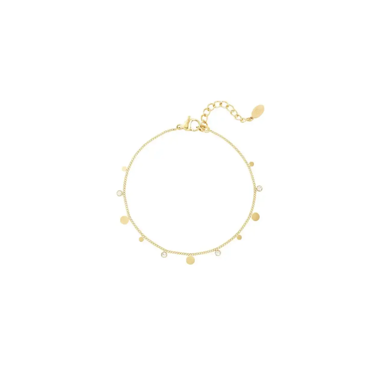Bracelet simple with rhinestone details Gold Color Stainless Steel