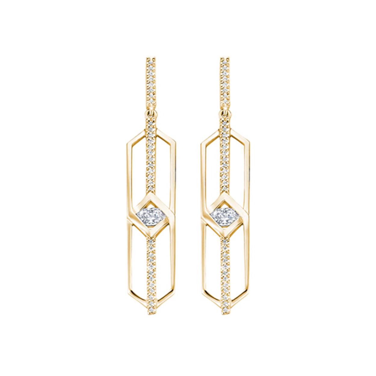 
FJF JEWELLERY EARRINGS CLASSIC ART SILVER GOLD PLATED WITH WHITE ZIRCONIA