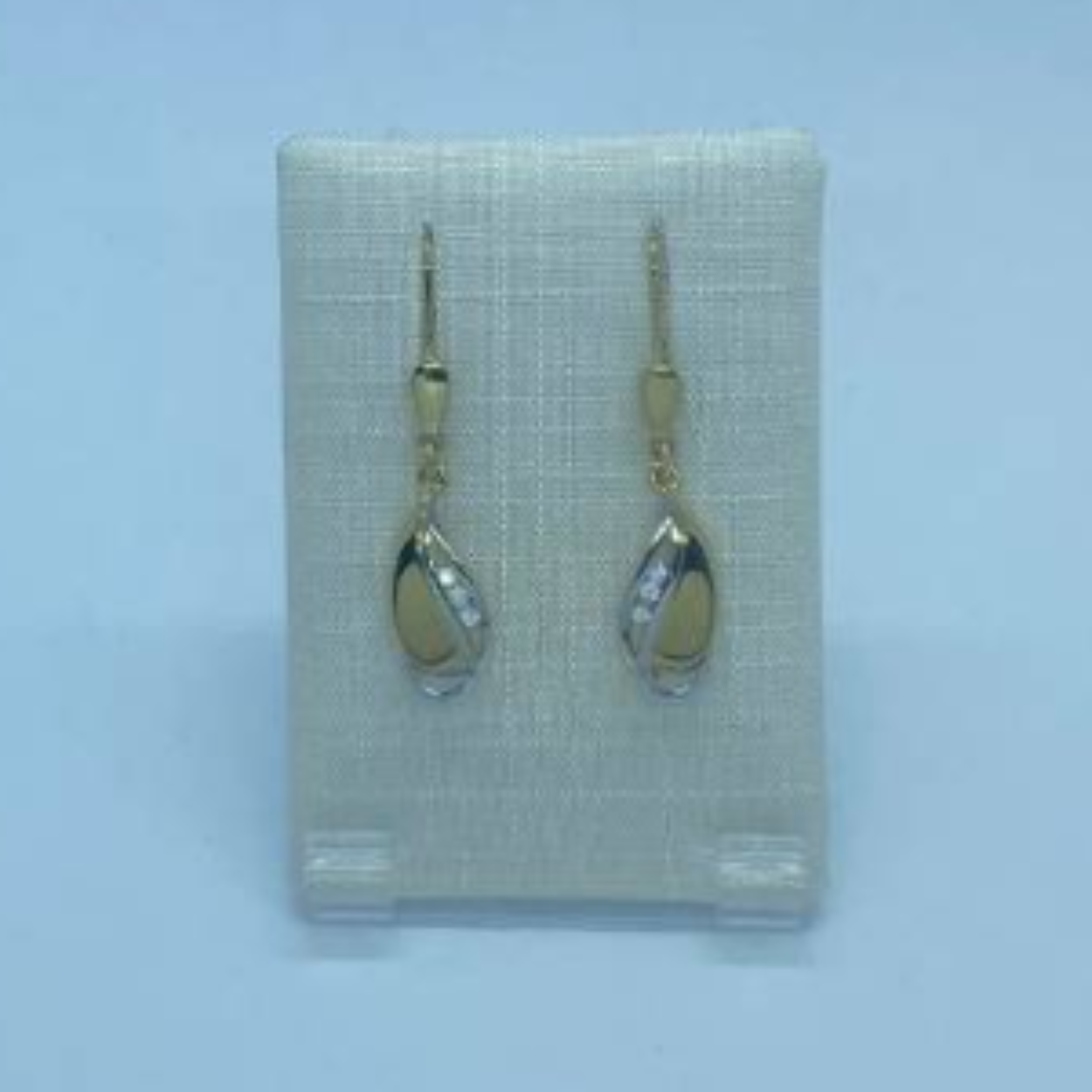 Bicolor gouden oorhangers met zirkonia en brisure