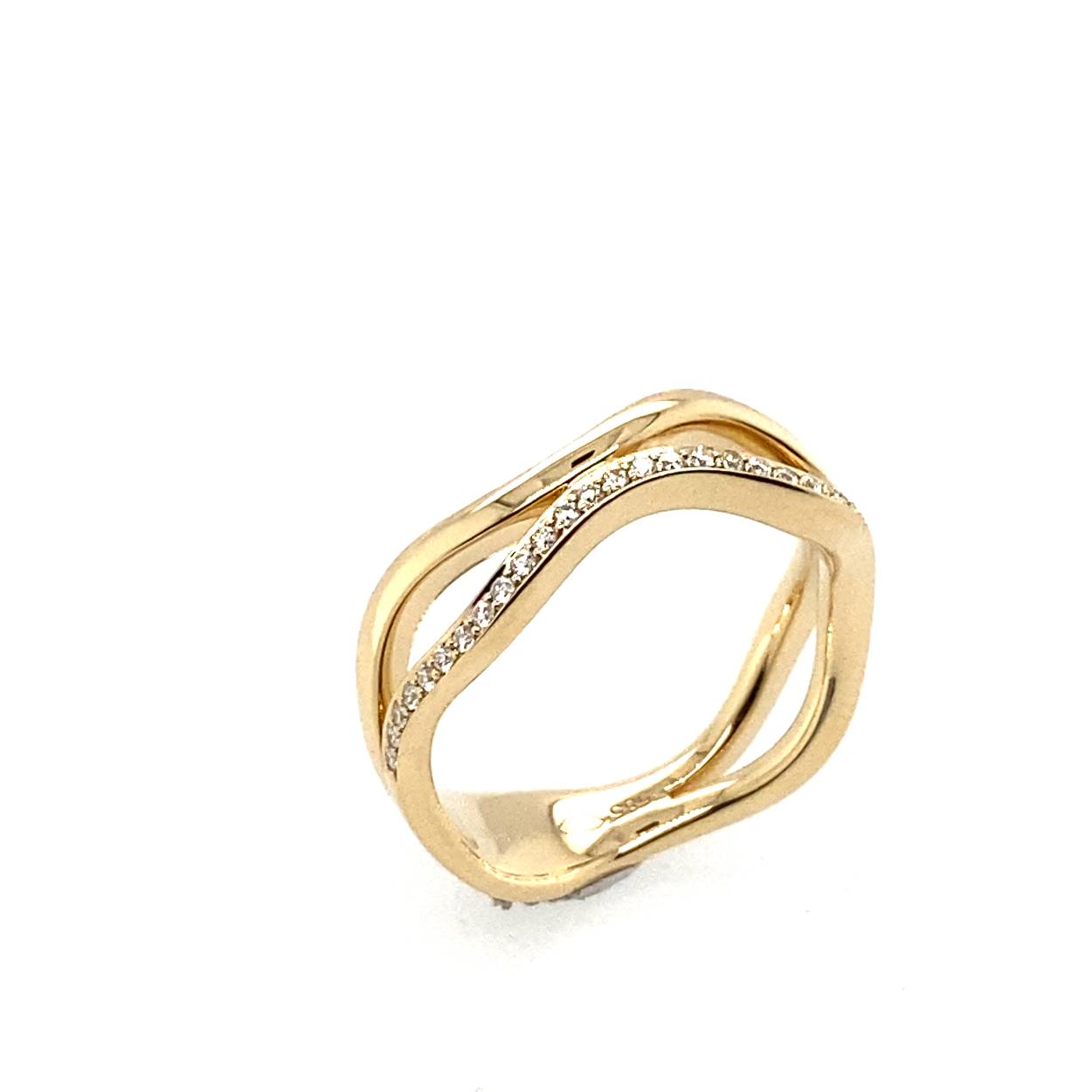 14 krt geelgouden damesring met diamant 0.20ct w/si