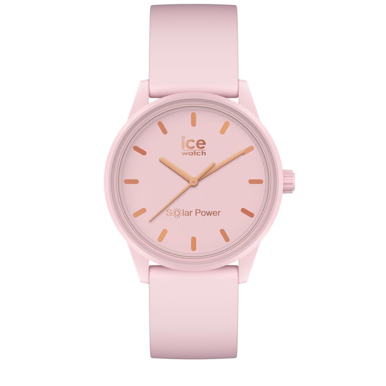Ice Watch uit de collectie 'Solar Power' - Maat S (36 mm diameter) - Uurwerk werkt op zonne-energie, heeft geen batterij nodig! - Roze siliconen band met gesp - Roze kast en wijzerplaat met rosékleurige wijzers - Waterdichtheid: 5 ATM