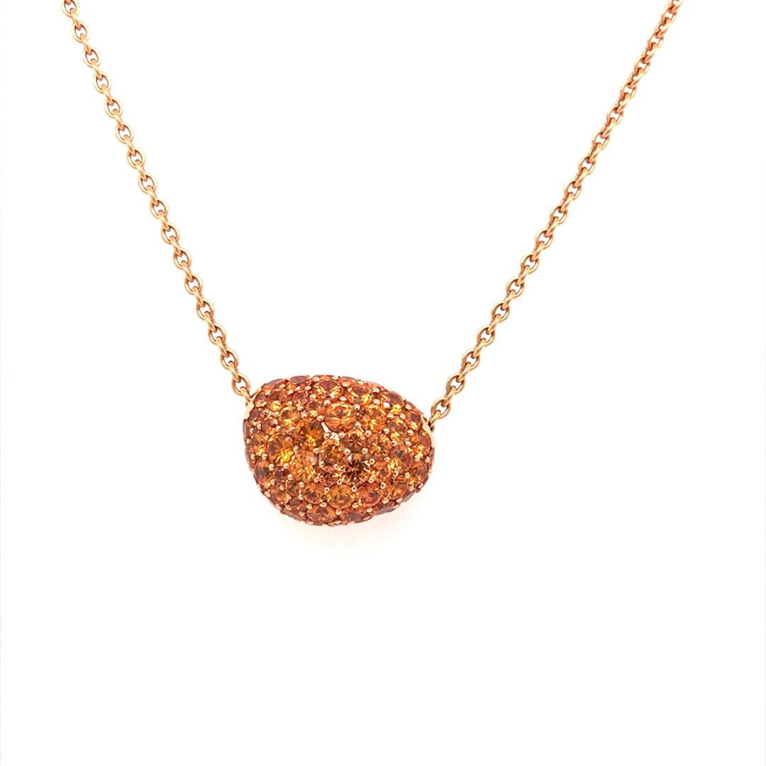 Artur Scholl 18krt rosé gouden collier met oranje saffier 5.95 ct