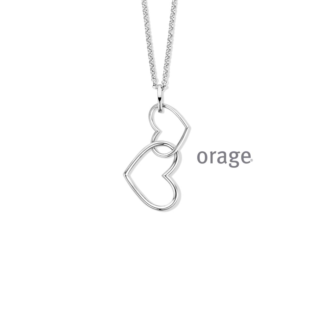 Orage Collier zilver met hartjes - AW218