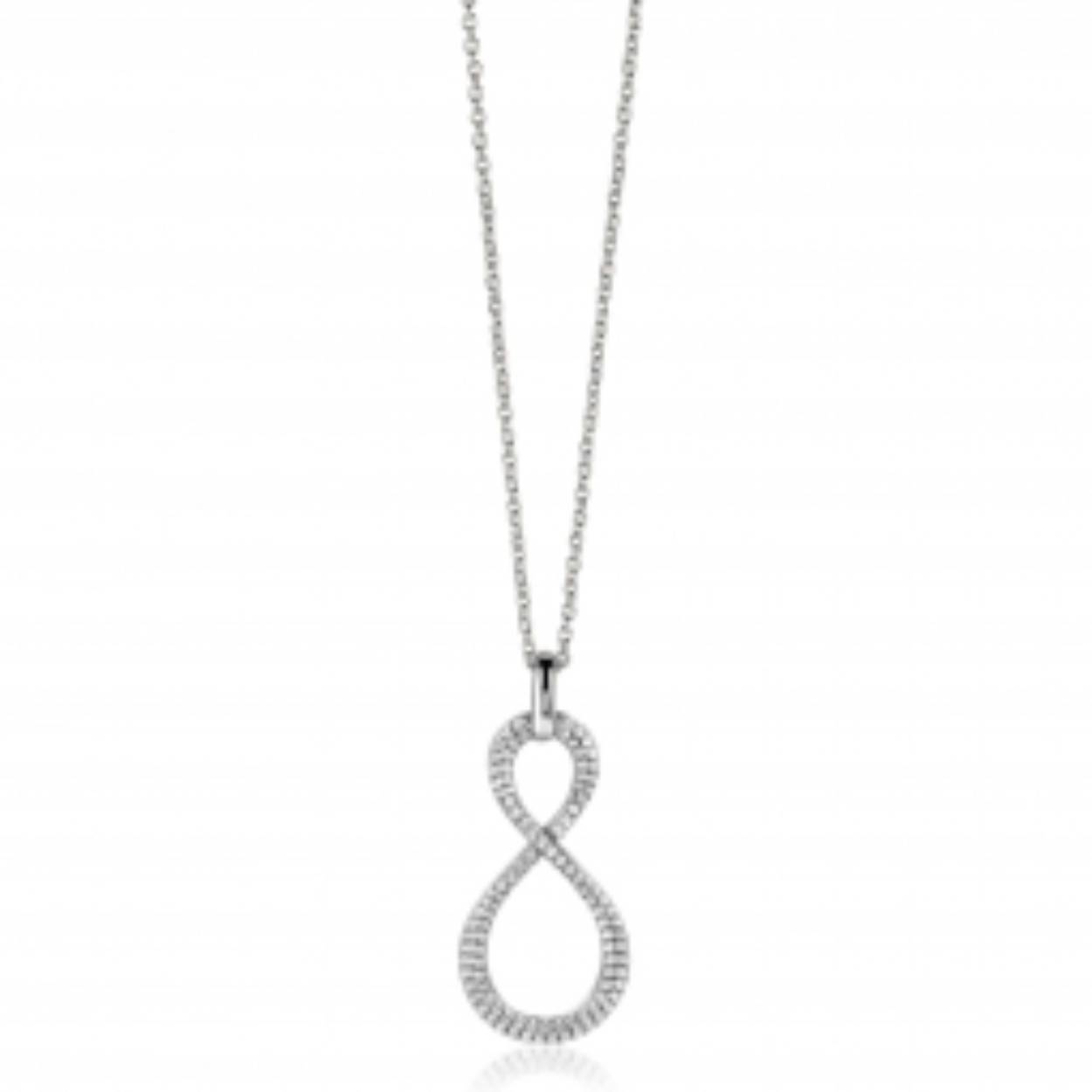 35mm ZINZI zilveren hanger Infinity bezet met witte zirconia's ZIH2570 (zonder collier)