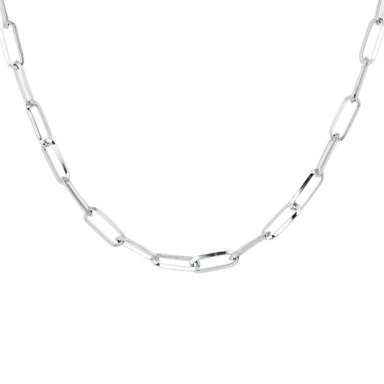 Zilveren paperclip schakel collier