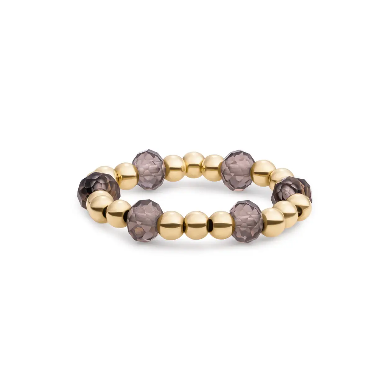 Sparkling Jewels Ring Facet Roundel Smokey Quartz Gold SRI-G-RDL-G23