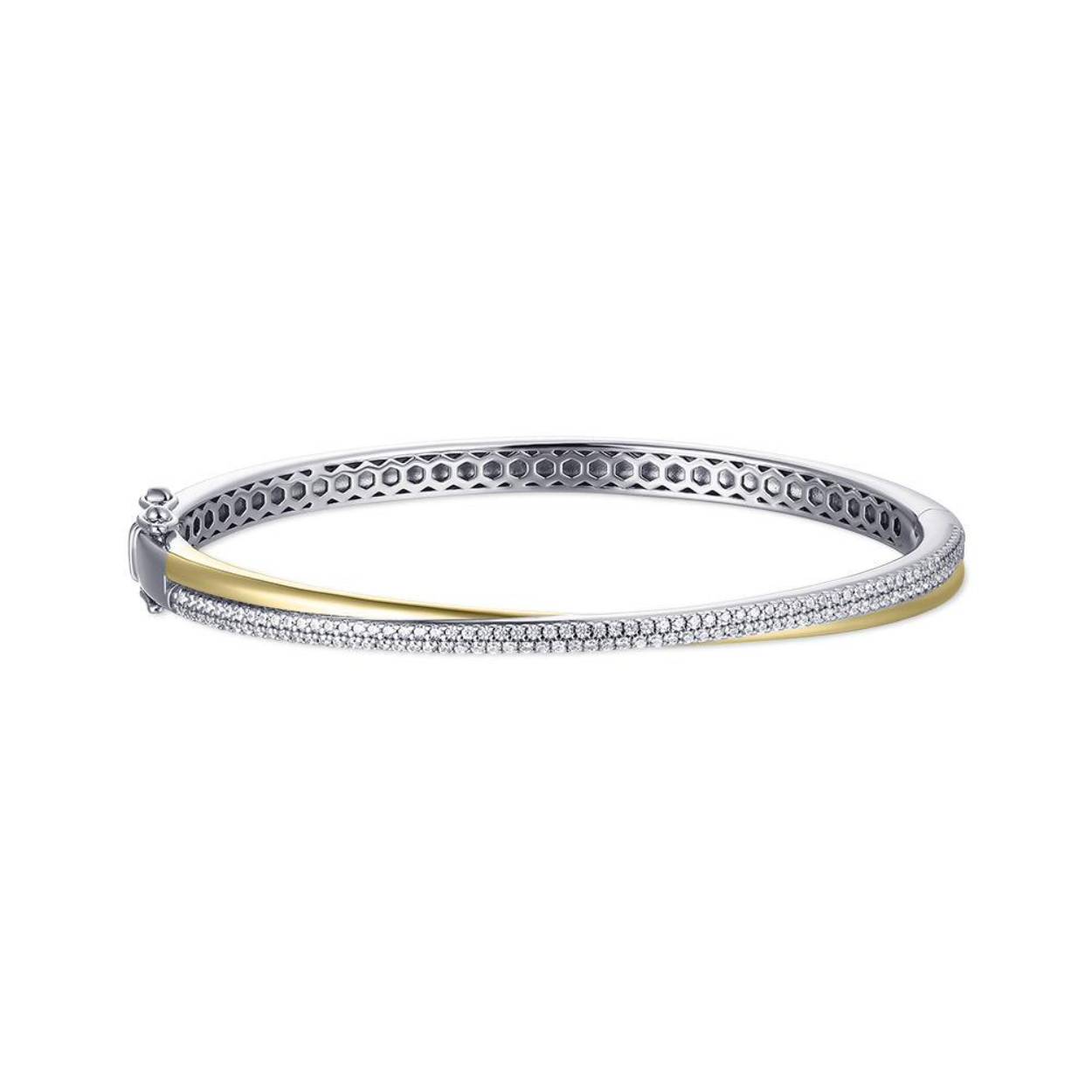 Zilveren armband bangle zilver verguld zirkonia 60 mm 
SB26Y-60