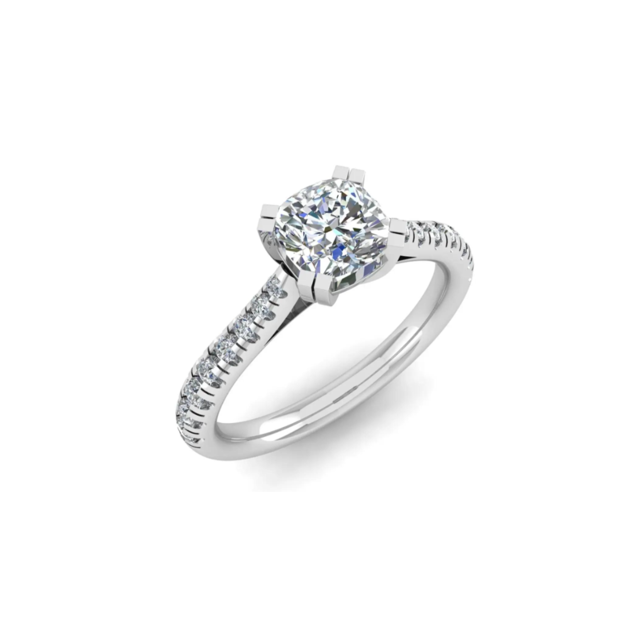 ring in 18 kt witgoud  met briljant 0.50ct en 0.25 ct