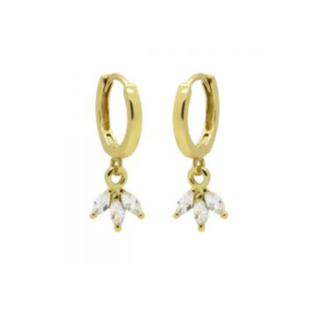 Karma Hinged Hoops Symbols Triple Flower Goldplated