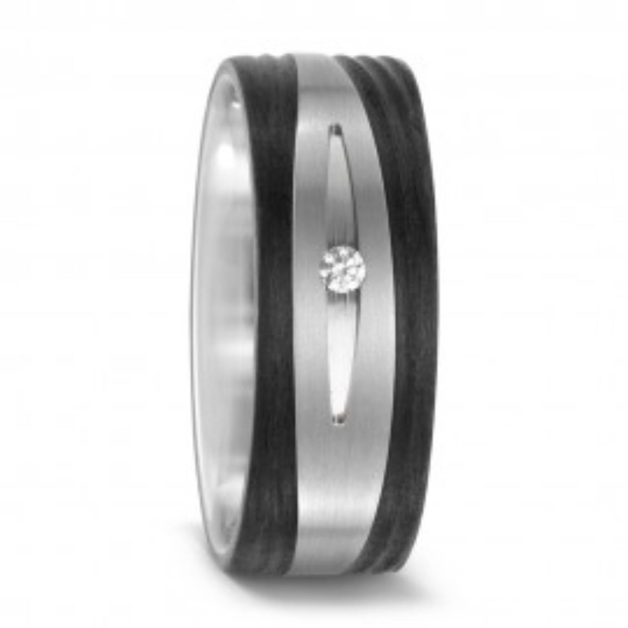 Trouwring Titan Factory Titanium carbon 8mm briljant 0.03 ct
