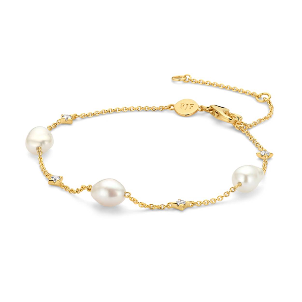 FJF Jewellery armband zilver goldplated met zoetwaterparels en zirkonia's FJF0050017YWH