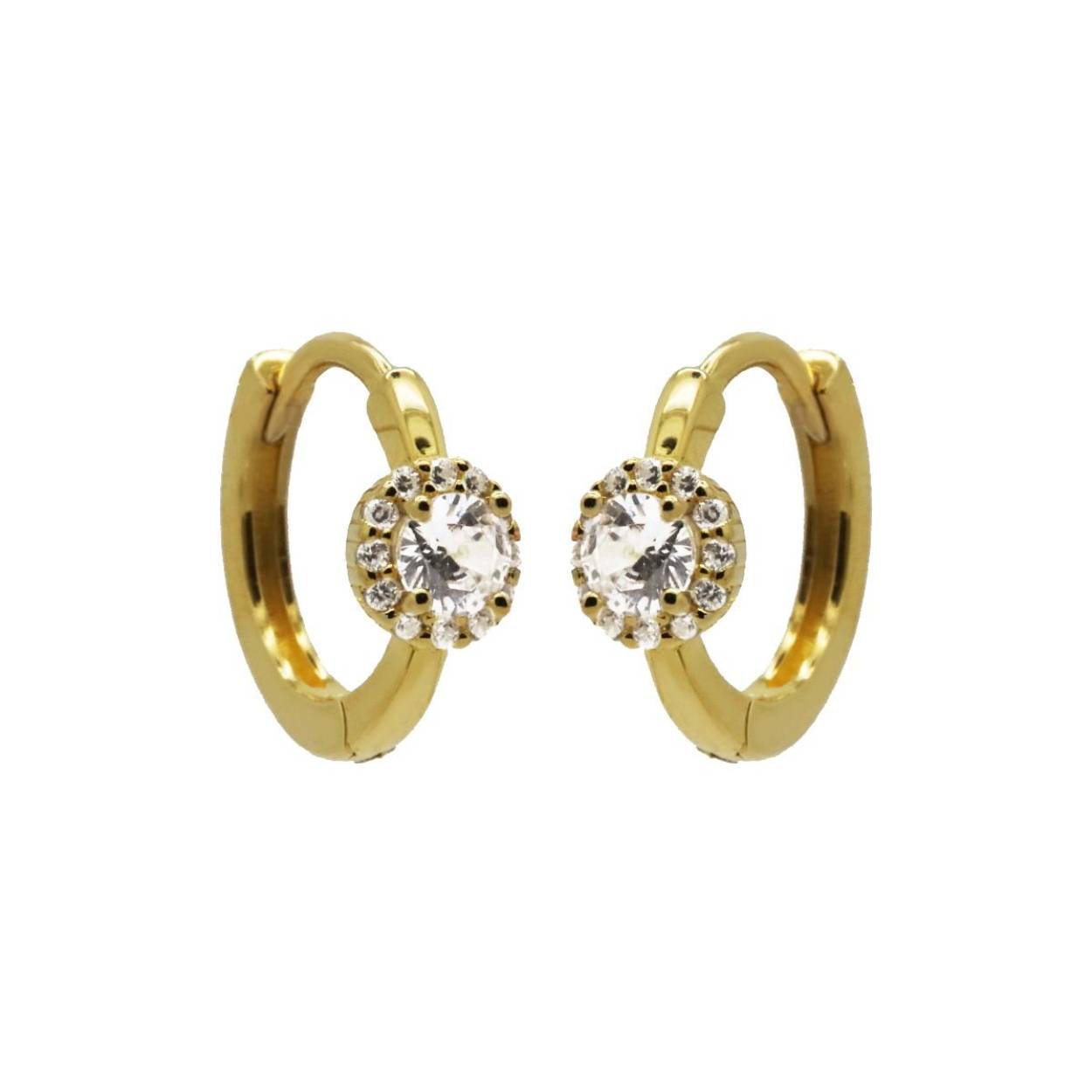 H238GP Karma oorringen | zilver verguld | zirkonia wit