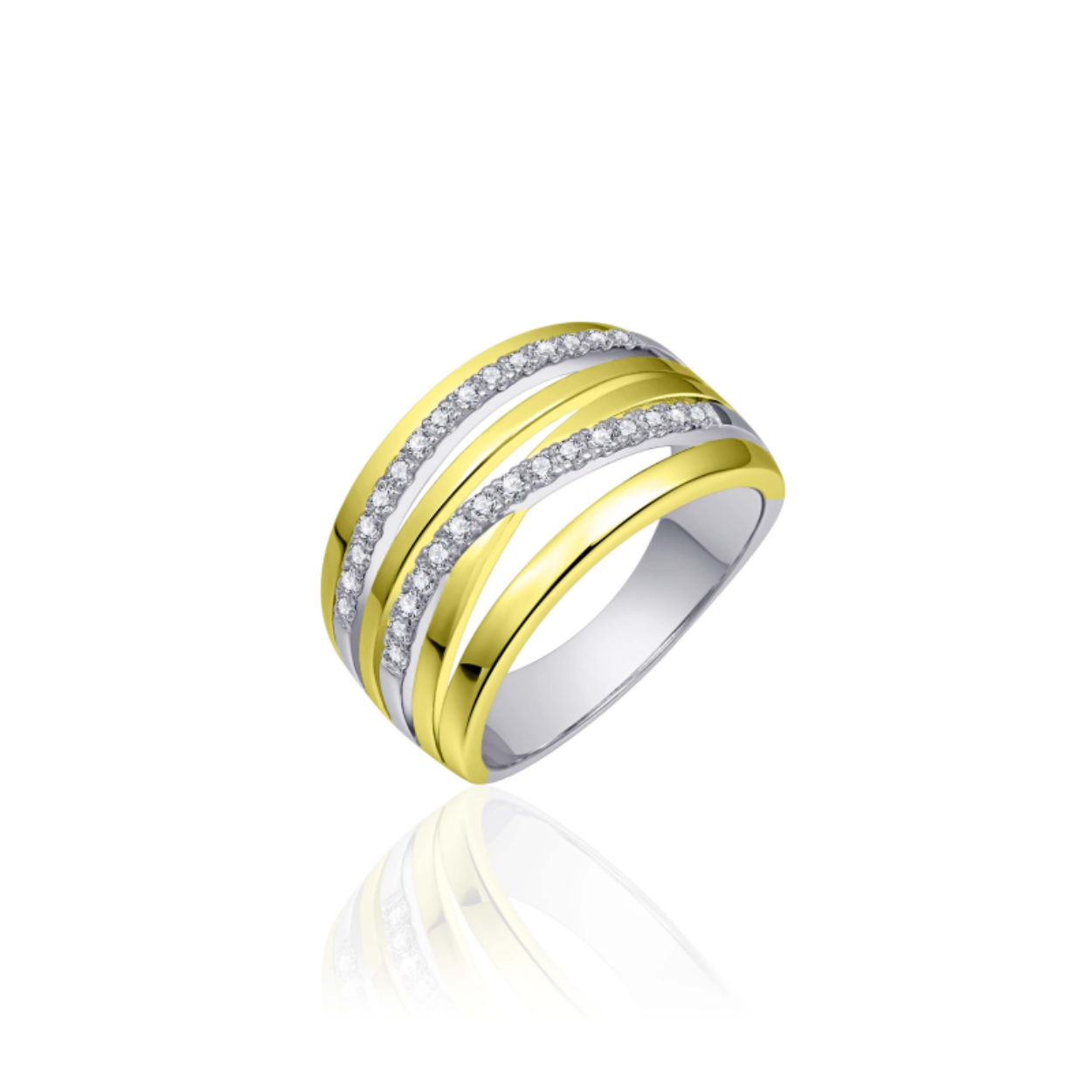 Ring Zilver Verguld met Zirconia's | R055Y