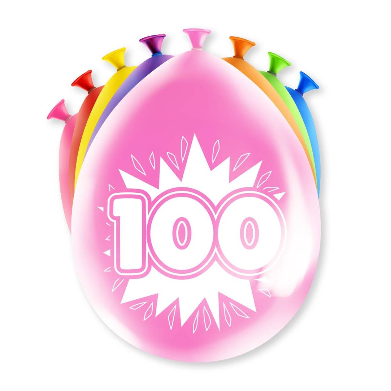 Een feestje kan niet zonder ballonnen en als u party ballonnen met 100 jaar koopt dan krijgt u deze in maar liefst 8 verschillende kleuren! De ballonnen zijn gemaakt van latex en zijn ongeveer 30 bij 30 centimeter groot.