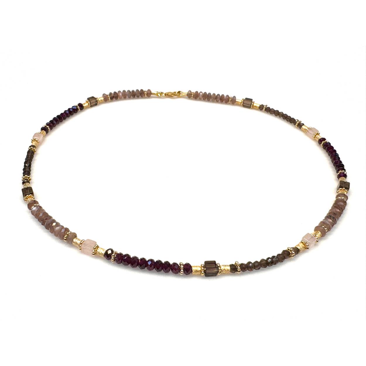collier gg verg  granaat maanst rookquarz