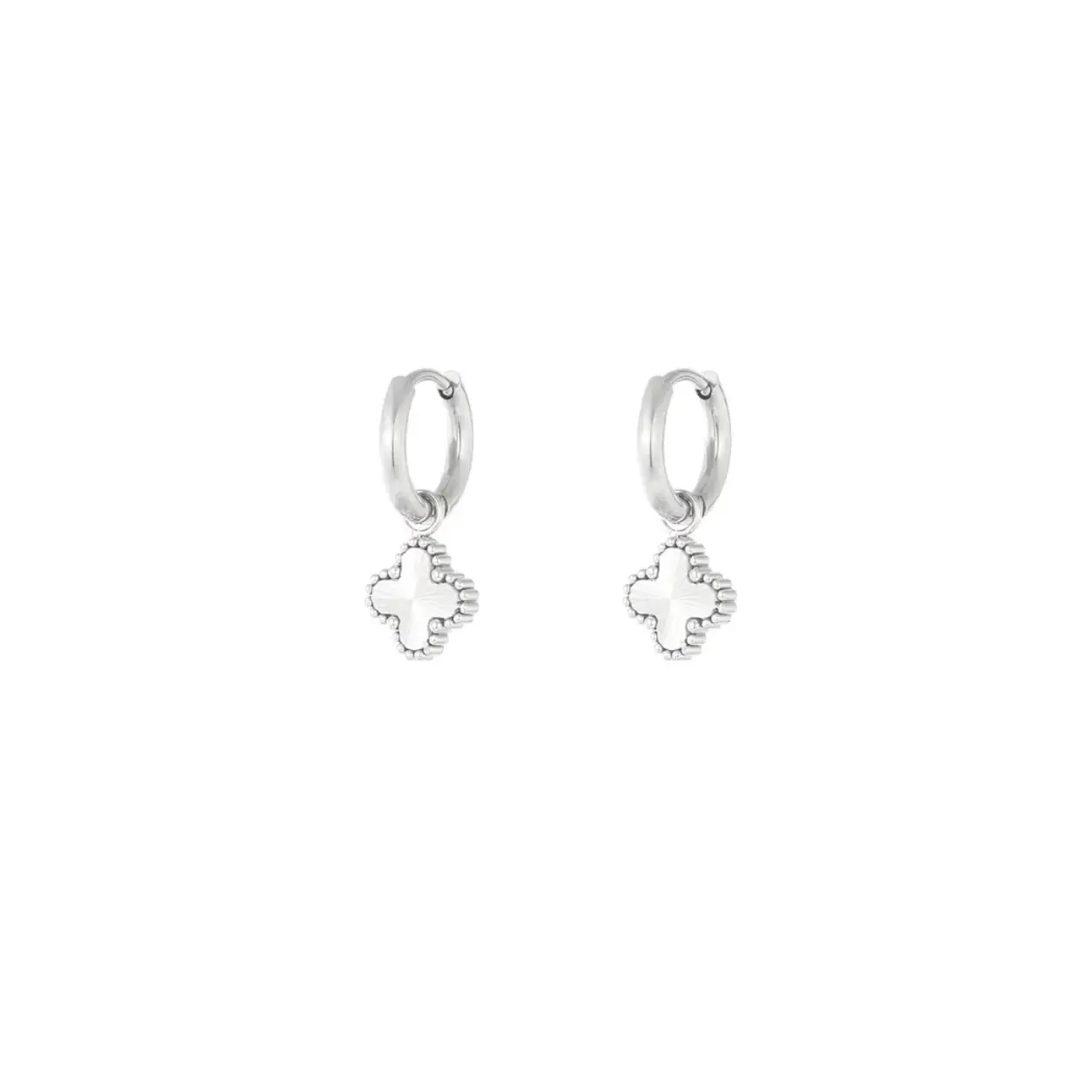 Earrings clover class - Silver Color color