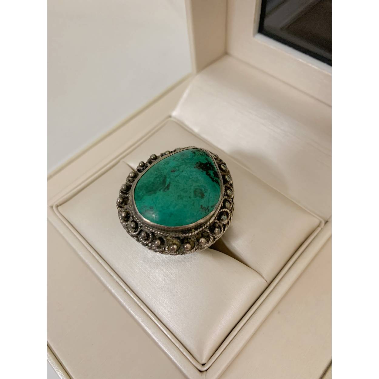 VINTAGE zilveren ring - malachiet
