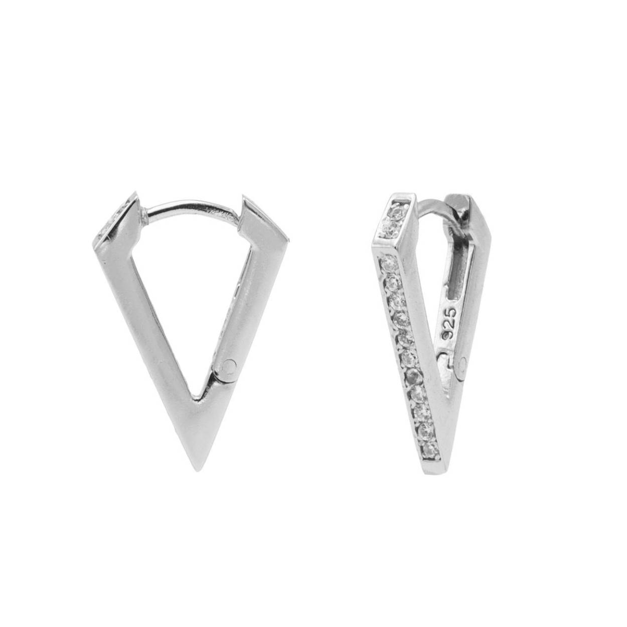 Plain Hinged Hoops Zirconia V Silver